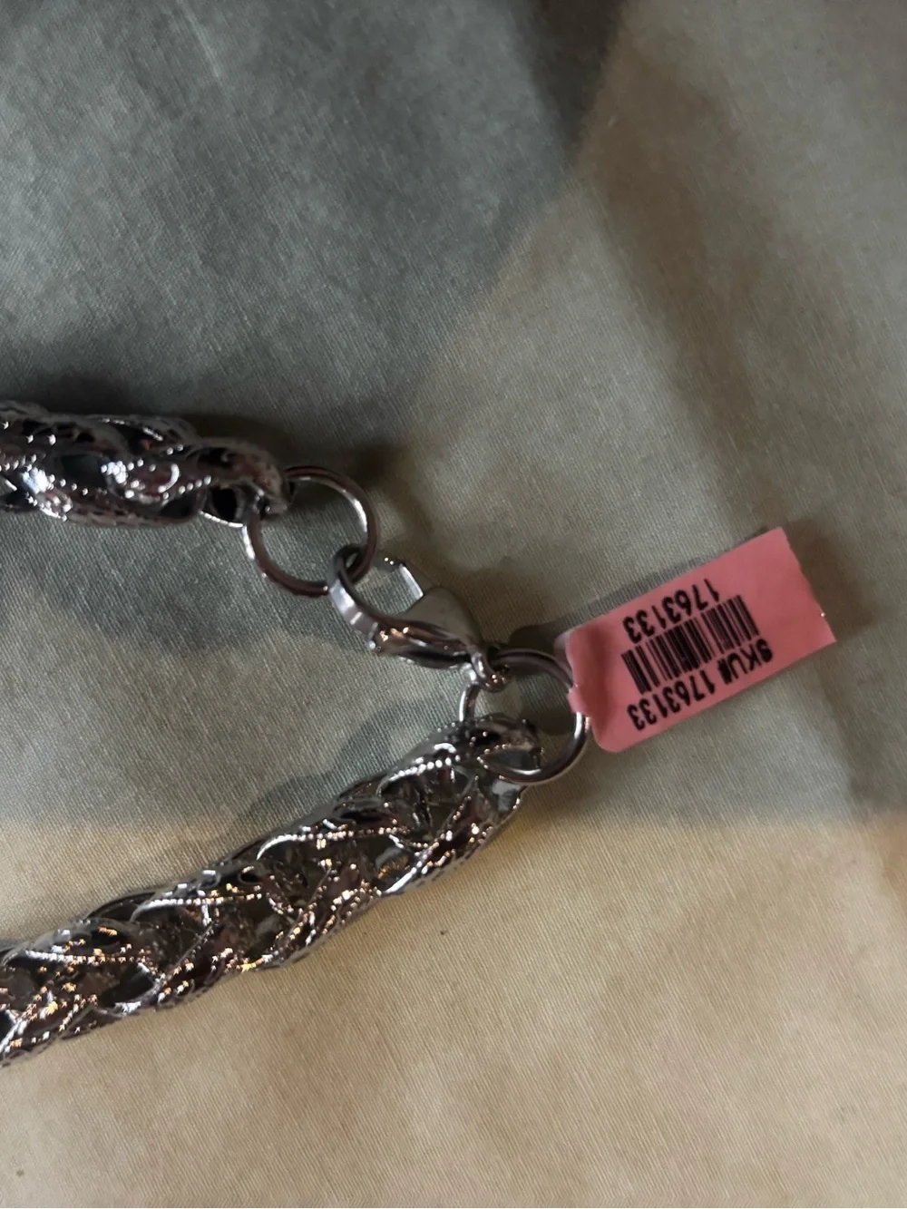 Silver Braided Chain Necklace - Unbranded